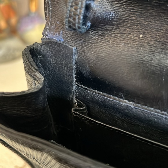 Vintage 60s 70s  Gucci Black Leather Women's Bag lizard skin purse - Picture 14 of 16